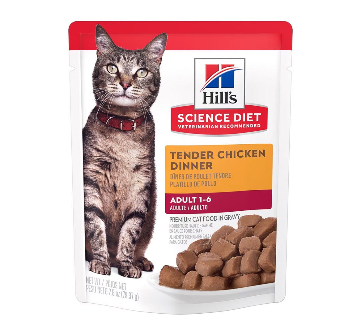 Hill's Science Diet Alimento Húmedo Gato Adulto Receta Pollo Trocitos en Salsa, 79 g