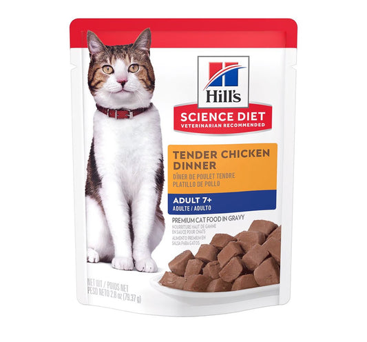 Hill's Science Diet Alimento Húmedo Gato Senior Receta Pollo Trocitos en Salsa, 79 g