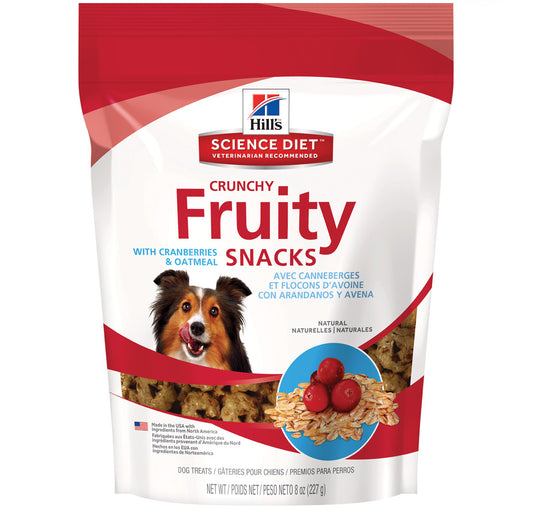 Hill's Science Diet Fruity Snacks Premios Crujientes para Perro Receta Arándano y Avena, 227 g